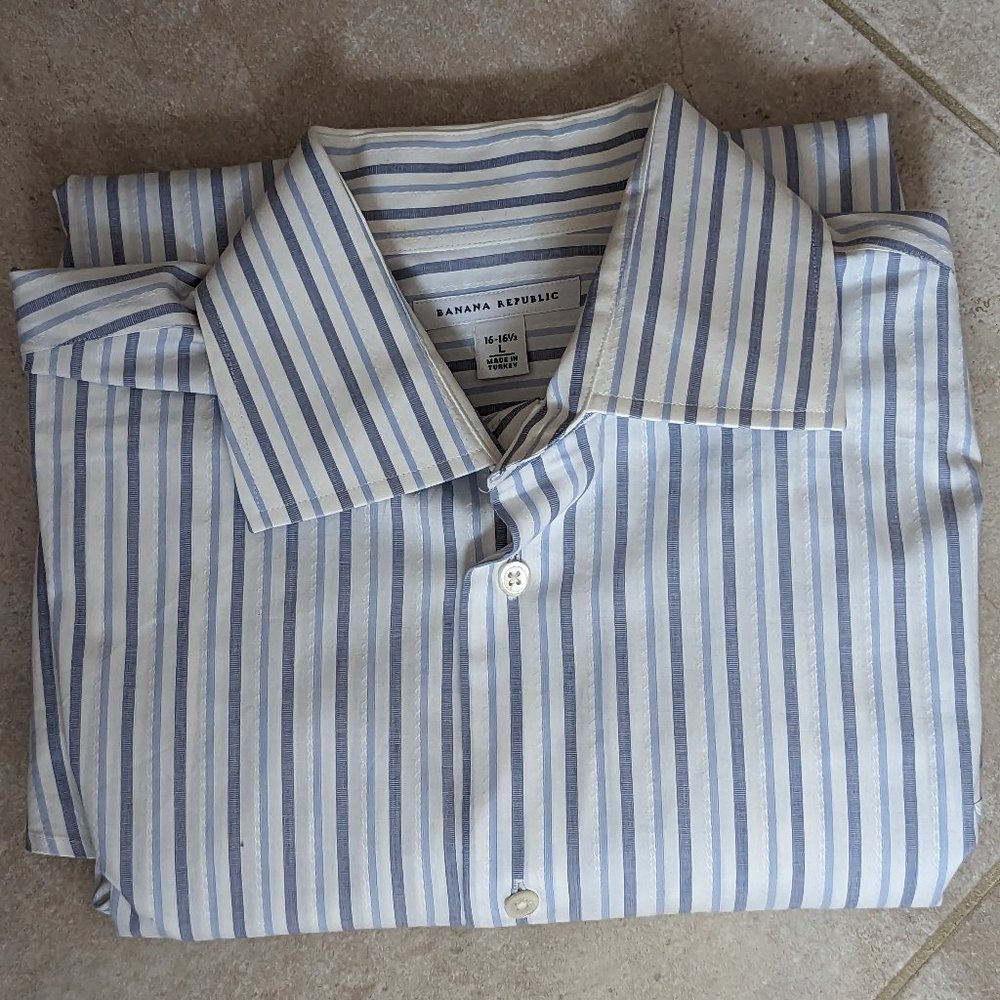 Banana Republic Striped Men's Long Sleeve Collared Shirt